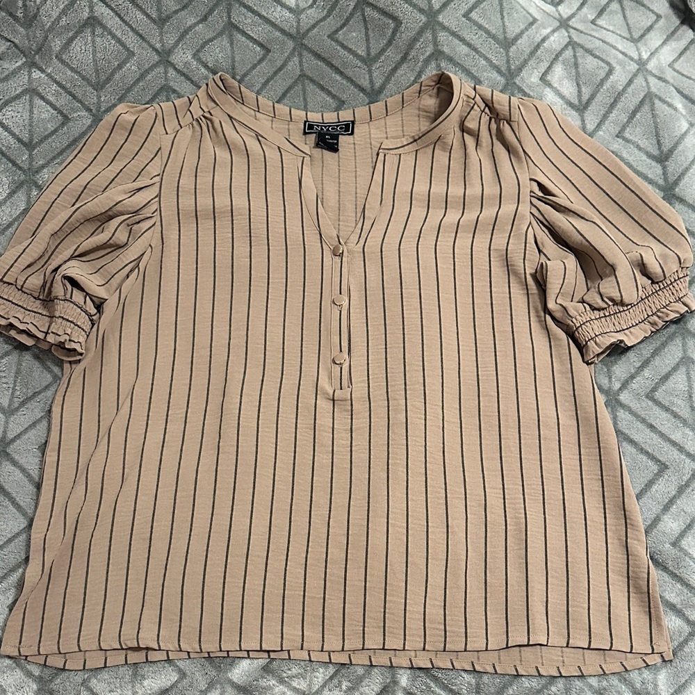 Elegant Beige Striped Blouse